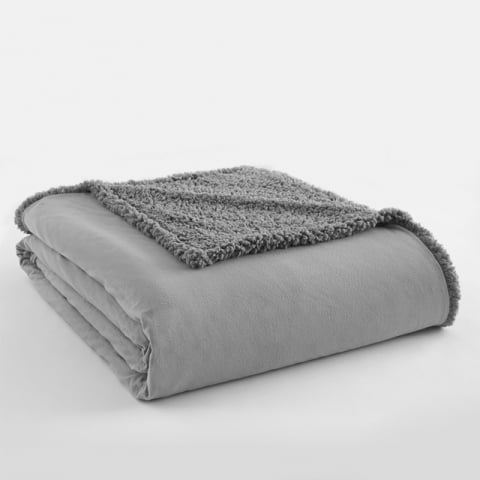 Mfnshbkfqgrs Micro Flannel To Greystone Sherpa Full & Queen Size Blanket