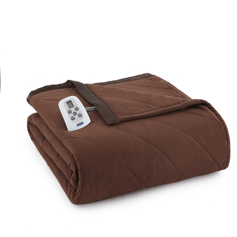 Ebtwcho Micro Flannel Twin Chocolate Electric Heated Comforter & Blanket