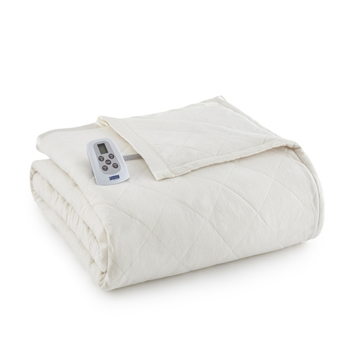 Ebtwivy Micro Flannel Twin Ivory Electric Heated Comforter & Blanket