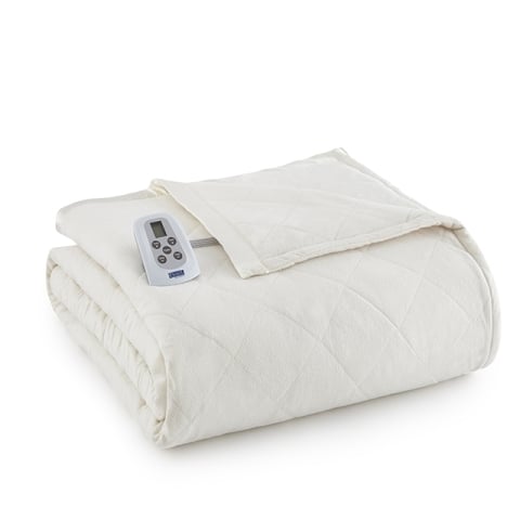 Ebflivy Micro Flannel Full Ivory Electric Heated Comforter & Blanket