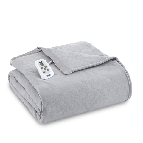 Ebkggrs Micro Flannel King Greystone Electric Heated Comforter & Blanket