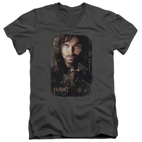 UPC 754193221994 product image for The Hobbit-Kili Poster Short Sleeve Adult V-Neck 30-1 Tee- Charcoal - Small | upcitemdb.com