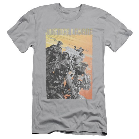 Trevco Jla-Red Dawn Short Sleeve Adult 30-1 Tee Silver - 2X Trevco Jla-Red Dawn Short Sleeve Adult 30-1 Tee Silver - 2X