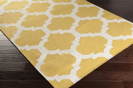 Awhd1035-810 York Harlow Rectangle Flat Woven Area Rug, Yellow - 8 X 10 Ft.