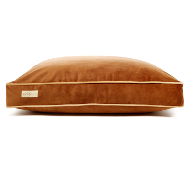 Microsuede Dog Bed Cushion Pillow Insert With Luxe, Honey & Chocolate Brown - Small