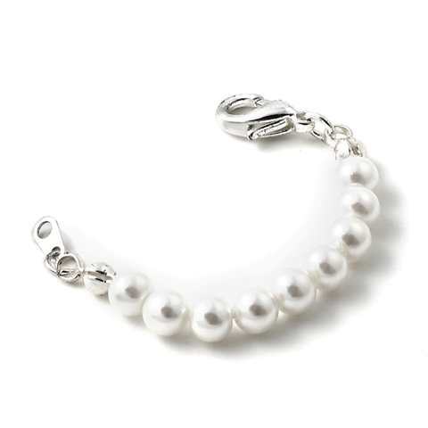 Silver Plated Chain Extender For Necklace Or Bracelet, 3 In. Length & 5 Mm Pearl Style
