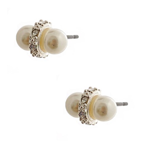 Wedding Jewelry Silver White Pearl Stud Earring For Women