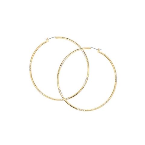 Bridal Gold Crystal Rhinestone Large Hoop Earrings