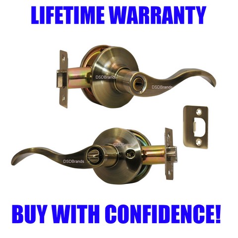 Prelude Privacy Lever Door Lock With Knob Handle Lockset, Antique Bronze