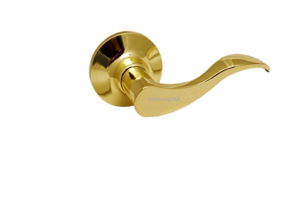 Prelude Dummy Right Lever Door Lock With Knob Handle Lockset, Polished Brass
