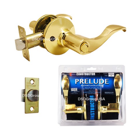 Prelude Privacy Lever Door Lock With Knob Handle Lockset, Polished Brass