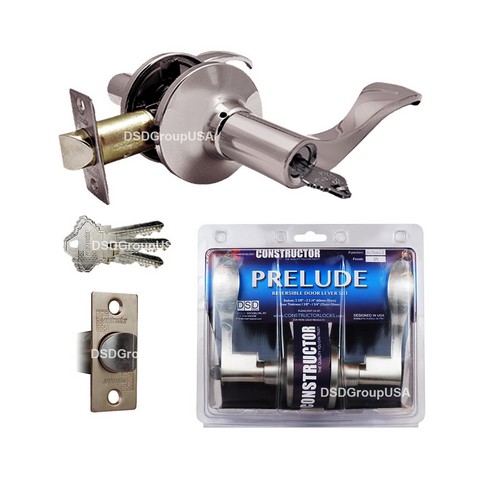 Prelude Entry Lever Door Lock With Knob Handle Lockset, Satin Nickel