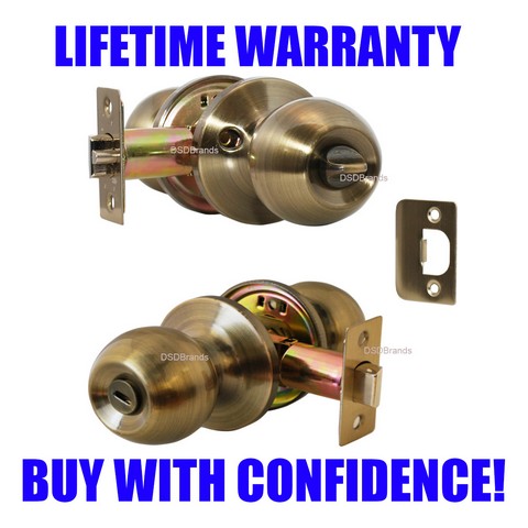 Chronos Privacy Door Lever Lock Set Knob Handle Set, Antique Bronze