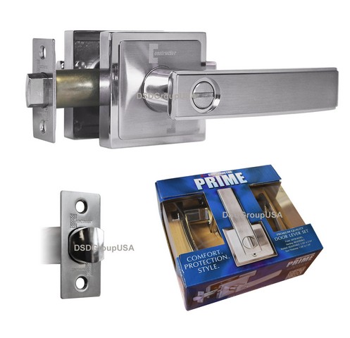 Prime Privacy Lever Door Lock With Knob Handle Lockset, Satin Nickel