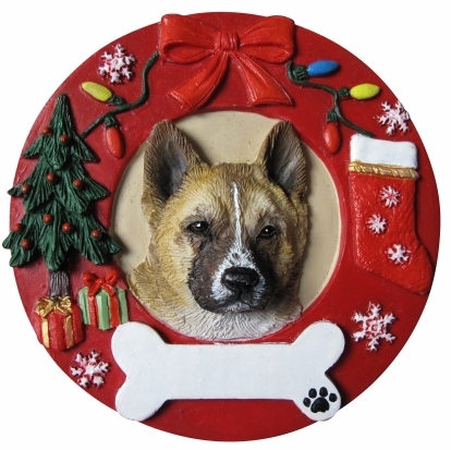 Es Pets 331-1 Akita Circle Christmas Ornament-red-pack Of 2