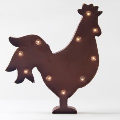 Marquee Led Rusty Rooster Decor Wall Hanging