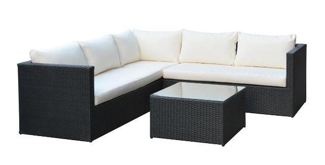Lugo Outdoor Wicker Rattan Love Seat Conversation Set, Single Sofa Chair & Coffee Table