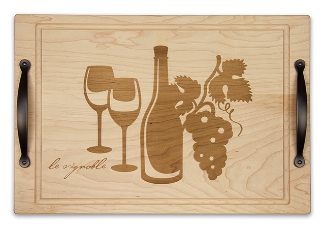 Martins Homewares 81700m Maple Vineyard Carve & Serve Tray With Oil Rubbed Bronze Handles, 14 X 20 X 2.75 In.