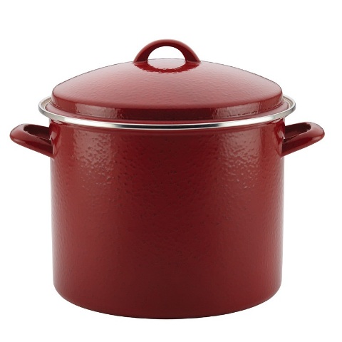 46324 Enamel On Steel Covered Stockpot, Red Speckle - 12 Qt