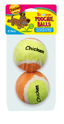202 Chicken Tennis Balls Poochie For Dogs - 2 Pack