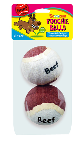 203 Beef Tennis Balls Poochie For Dogs - 2 Pack
