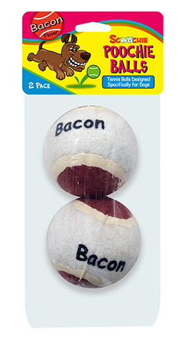 204 Scoochie Bacon Tennis Balls For Dogs - 2 Pack