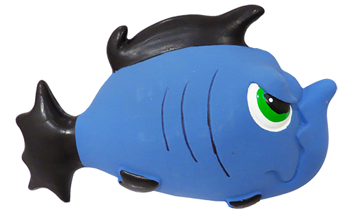 704 Premium Stuffed Latex Angry Blue Fish Toy, 7.5 In.