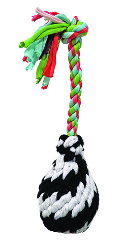 520 Small Super Squeak Rope Roll Ball Plush Dog Toy, 9 In.