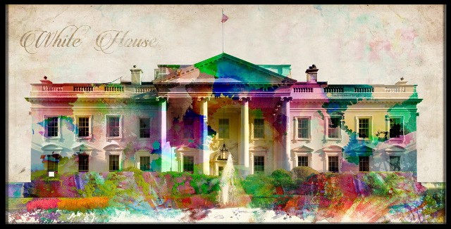 Fineart08 13 In. X 26 In. The White House Of Washington D.c. Giclee Canvas Art With Hand Embellishment Of Acrylic