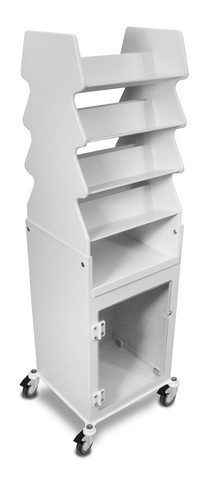 50252 White Tall Slanted Suture Cart With Bulk Storage Area - 19 X 57 X 17 In.