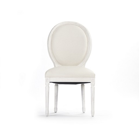 B004 302-1 C004 Medallion White Cotton Side Chair, Antique White Oak - 21 X 40 X 21 In.