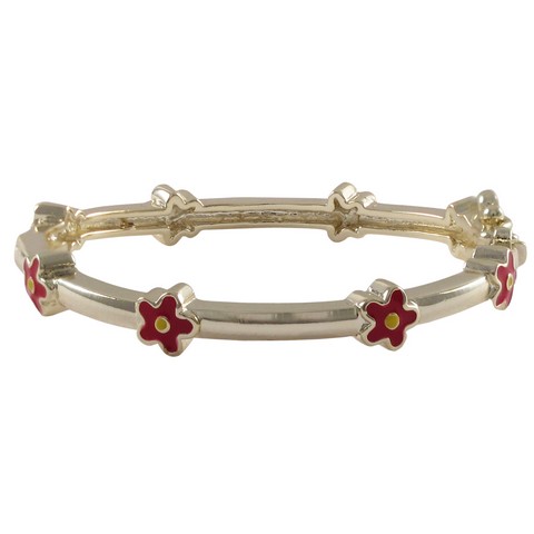 35 In. Brass Gold & Red Flower Bangle