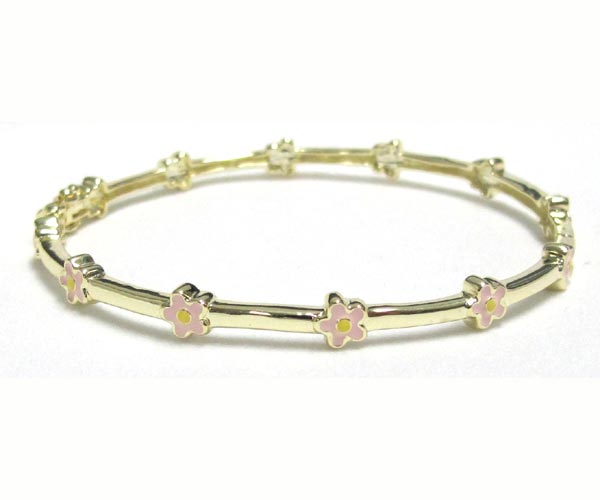50 In. Gold & Pink Flower Bangle
