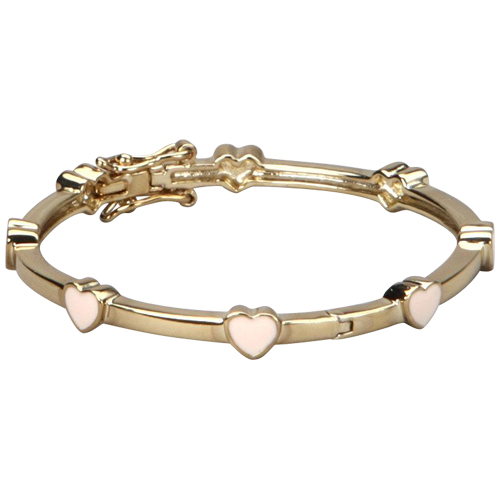 35 In. Gold & Pink Heart Bangle