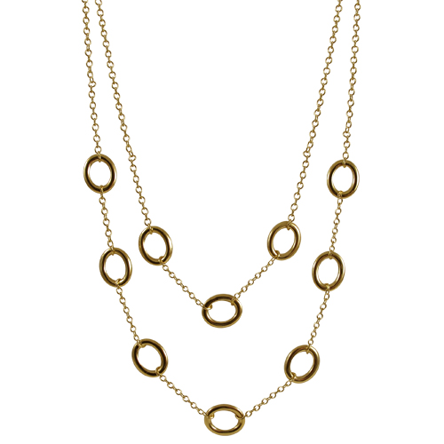2 Row Gold Plated Circle Necklace