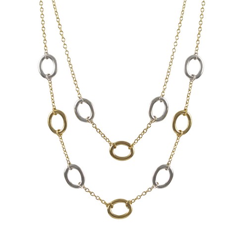 2 Row Two Tone Circle Necklace