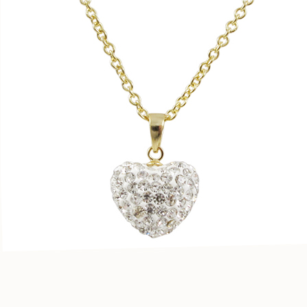0.79 In. White Crystal 12 X 14 Mm Heart Pendant With Gold Tone Sterling Silver Bail