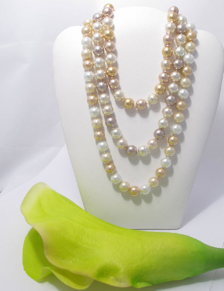 10 Mm Gold Multi Pearl Necklace