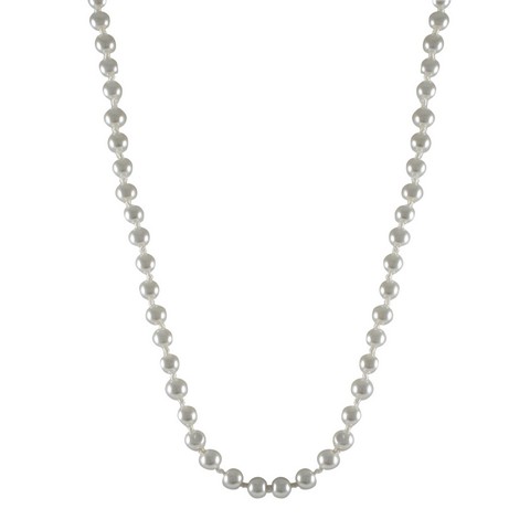 5 Mm Round Glass White Pearl Necklace, 16 In.