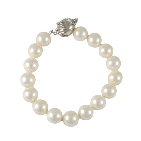10 Mm Shell Pearl Bracelet With Cage, 7.5 In.