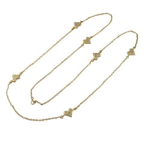 Two Tone Gold Plated 36 In. Long Heart Necklace