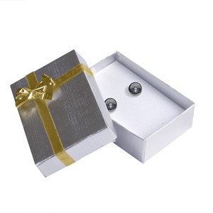 Silver Box With Gold Bow Tie Large Earring Box