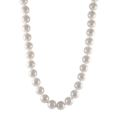 10 Mm White Shiny Shell Pearl Necklace, 18 In.