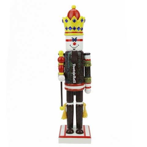 Decorative Tootsie Roll King Wooden Christmas Nutcracker Figure, Brown & Red - 14 In.