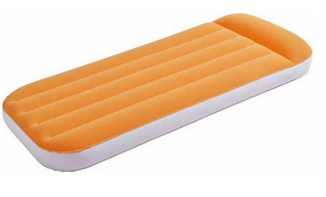 Indoor & Outdoor Childrens Air Mattress With Pillow, Orange & White - 62 In.