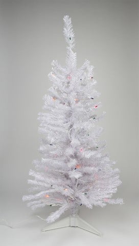 3 Ft. Pre Lit White Iridescent Pine Artificial Christmas Tree, Multi Lights
