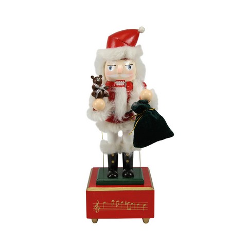 12 In. Decorative Wooden Animated & Musical Christmas Nutcracker Santa