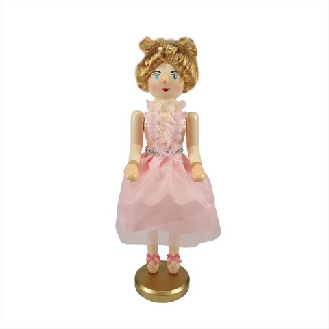15.5 In. Decorative Wooden Christmas Nutcracker Blonde Ballerina In Pink Tutu