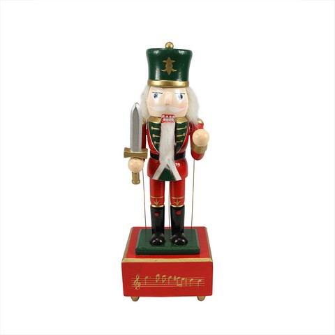 12 In. Decorative Wooden Animated & Musical Christmas Nutcracker Guard Soldier