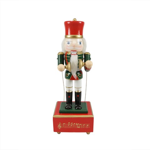 12 In. Decorative Wooden Animated & Musical Christmas Nutcracker Cymbalist